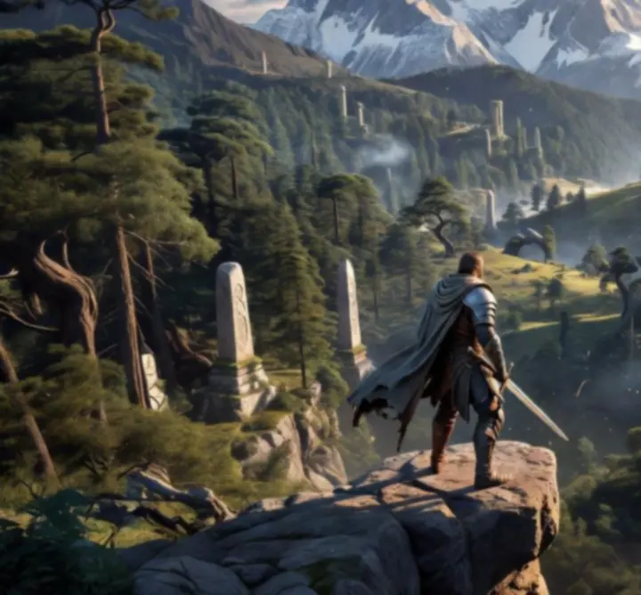 Evil Lands nyitott világ játékmenet jelenet, ahol a játékos egy fantasy tájat fedez fel